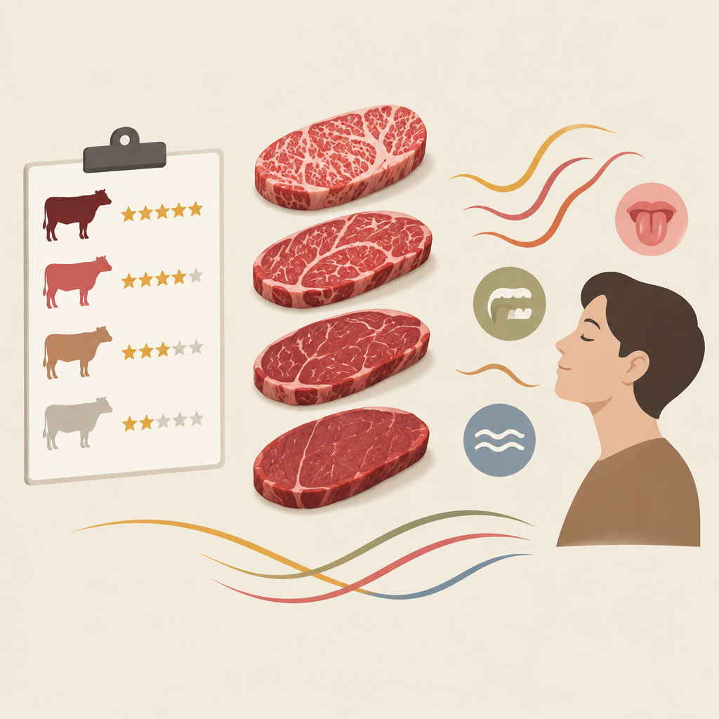 AI 생성 설명 이미지: 안산일동맛집 유니드정육식당 | 한우 육질등급이 맛과 식감을 모두 말해주지 않는 이유